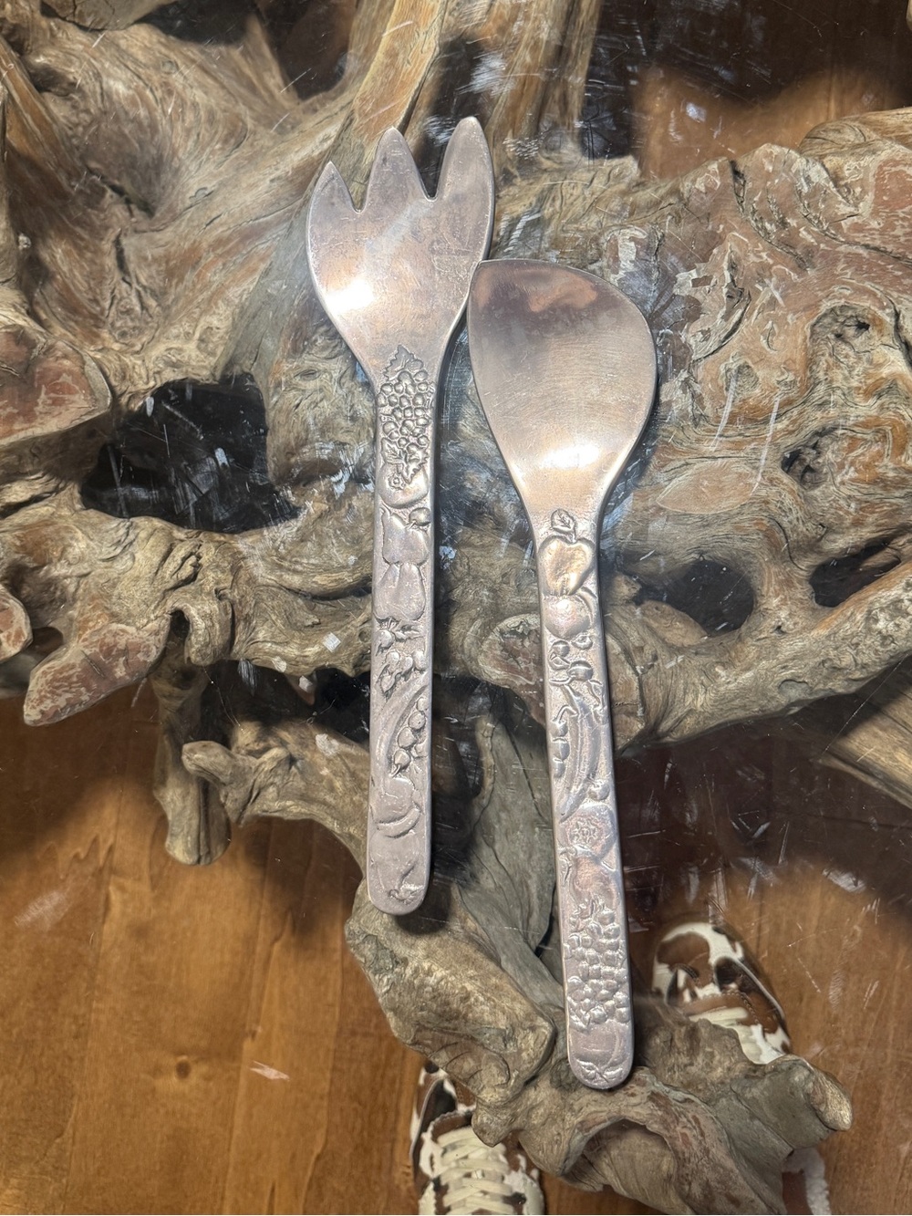Vintage Wilton Fruit Cast Aluminum Metal 13” Fork Spoon Serving Set